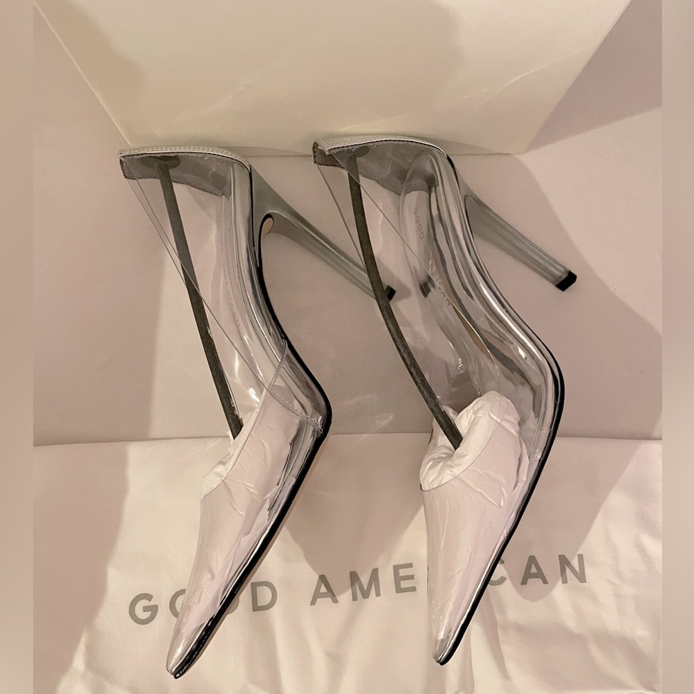 NIB Good American Clear Cinderella Heels Pumps 7.5 Box,Dust Bags Included - Picture 3 of 15